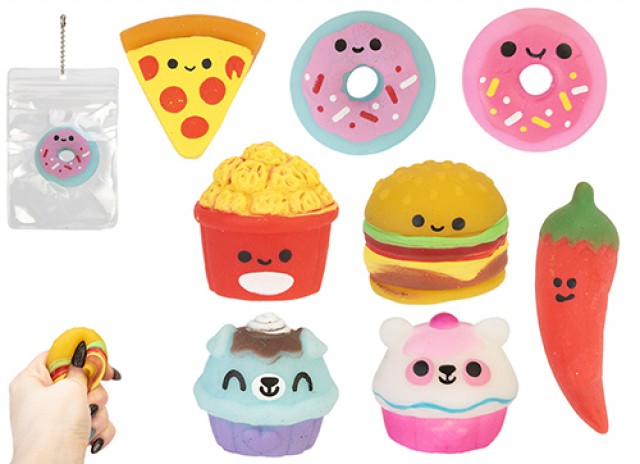 JELLY SQUISHY COMICAL FOOD Cibo Simpatico Squishy 4cm in PU Slow Rise (Ricrescita Lenta) In bag- In espo da 24pz 8ass…x24…x96